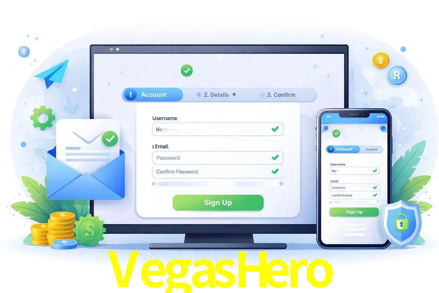 Registro de nuevo usuario y configuración de cuenta VegasHero