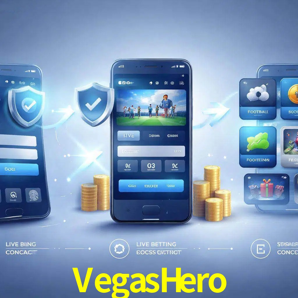 Pasos de acceso a la app VegasHero en pantalla de teléfono móvil